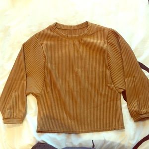 Lantern Sleeved Rib Sweatshirt